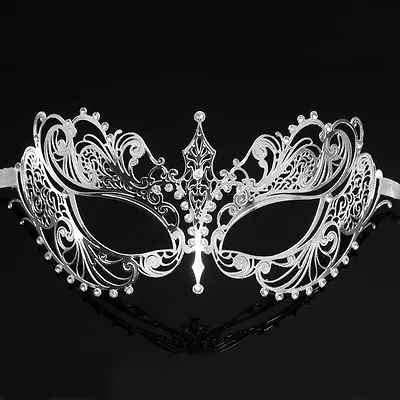 Luxury Light Metal Laser Cut Venetian Masquerade Mask For Women M7117 [Silver] • $7.61