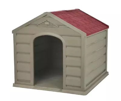 Durable Taupe Plastic Dog House - Ventilated For Medium/Large Breeds • $79.56
