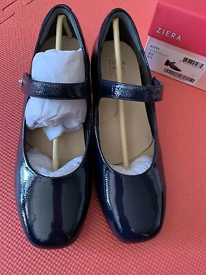 Sz 41 W NEW Ziera Kitty Navy Blue Patent Leather Mary Jane Shoes • $149.99