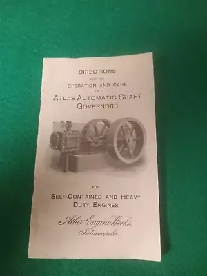 Atlas Engine Works  Steam Engine Automatic Governor Directions Booklet • $15