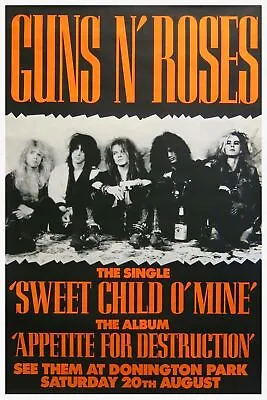 Guns N Roses. Music Poster - A4+canvas Framed Print Top Quality Made In The Uk • $36.63