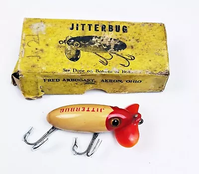 Fred Arbogast Wartime Jitterbug Lure Red & White With Red Plastic Lip In Box • $19.99