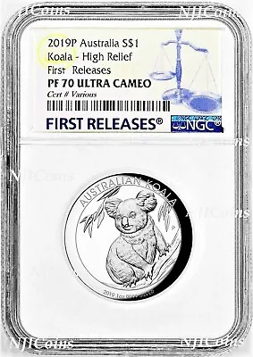 $169.99 • Buy 2019 P Australia HIGH RELIEF 1oz Silver Koala $1 Coin NGC PF70 FR LABEL COA 