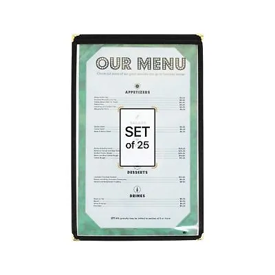 Single Restaurant Menu Covers - Set Of 25 Menu Holders For Restaurant - Black... • $93.32