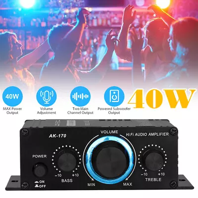 DC12V Mini HiFi Digital Power Amplifier Stereo Audio Amp Car Home Remote UK 2023 • £10.95