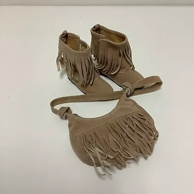 Maplelea Doll Fringe Purse & Boots Fort Edmonton Faux Suede Western Style Set • $18.22