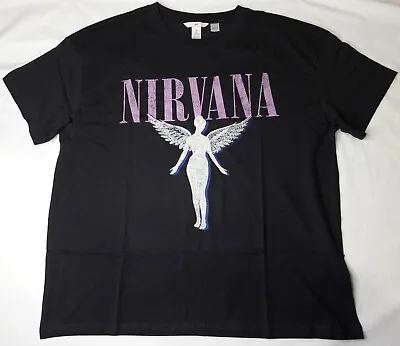 Women’s H&M “Nirvina In Utero” Black Short Sleeve T-Shirt (L) • $30.76