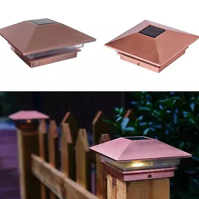 $13.99 • Buy Solar Copper Plated DECK POST CAP LIGHT 4 X4  Garden Patio Outdoor Lighting LED