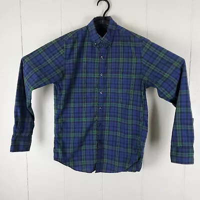 J.CREW Button Up Shirt Mens Small Blue Green Plaid Collared Pocket Long Sleeve • $15.53