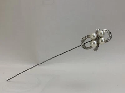 £23.99 • Buy Handmade Vintage 1940s Inspired Silver Toned Faux Pearl & Diamanté 6.5” Hatpin