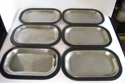 6 Stainless Steel SERVICE IDEAS THERMO-PLATE Sizzle Platters 8x12.5 - SIX Total • $79.95