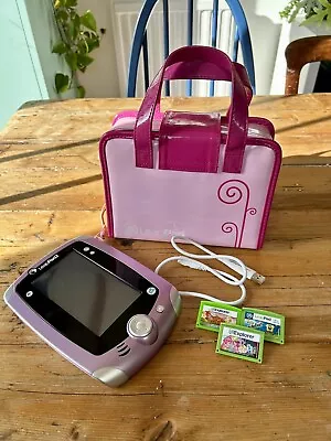 Leapfrog LeapPad 2 + 3 Cartridges And Case - My Little Pony SpongeBob Tinkerbell • £9.99