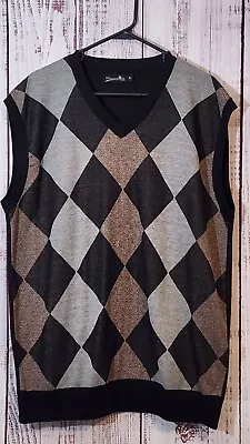 Whipper In Black Brown Gray Argyle VNeck Mens XL Sweater Vest • $15.99