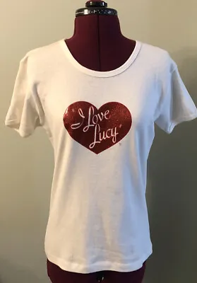 I Love Lucy White Short Sleeve Top  T SHIRT L/XL • $28.88