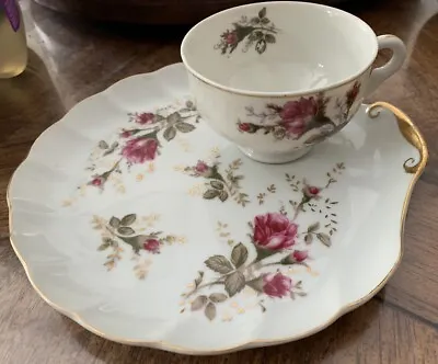 Moss Rose Luncheon Plate /Tea Cup Set Bone China Japan Gold Trim - Multipl Avail • $11.99