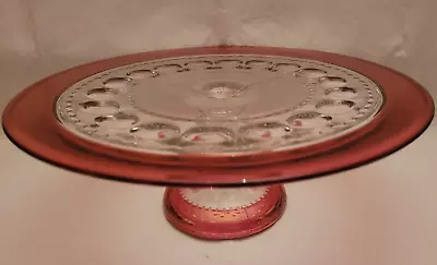 Vintage Tiffin Kings Crown Cranberry Cake Stand.  • $26.50