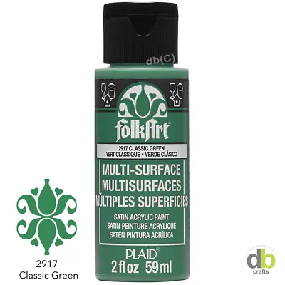 FolkArt MULTI SURFACE Acrylic Art / Crafters Paint - 2oz 59ml SATIN Or METALLIC • £2.50