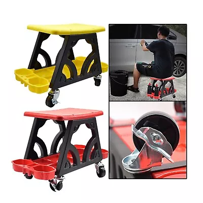 Car Detailing Stool Chair Roller Mechanics Seat With Storage Holder Rolling Car • $201.22