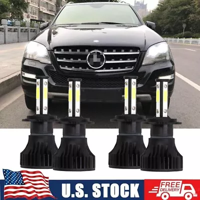 4x H7 6000K White LED Headlight Kit High & Lo Bulbs For Benz ML350 2006-2011 • $30.44