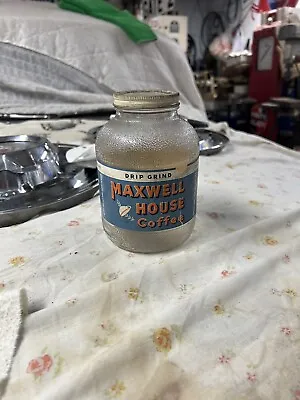 Vintage Maxwell House Coffee Glass Jar With Lid - Paper Label • $30