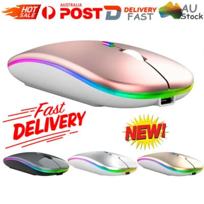 $12.16 • Buy Wireless Mouse RGB Bluetooth Computer Optical LED USB Receiver Laptop For PC Mac