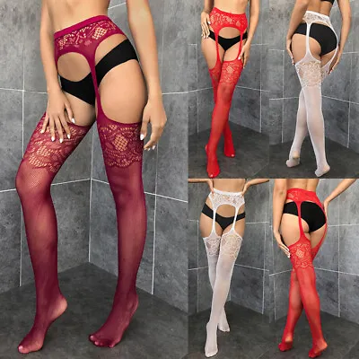 Sexy Lingerie Women's Lace G-String Garter Belt Panty Thigh-Highs Stockings Set • $3.70