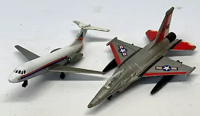 Lot 2 Vintage ROAD CHAMPS Airplane Die Cast Toys F16 Jet Fighter & Delta Airline • $12.95