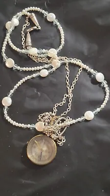 Mars & Valentine Compass Necklace Vintage Pearl Sterling Charity Sale • $125