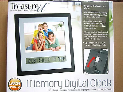 TREASURE IT Sara D. Ward Collection Large Photo/Memory Digital Clock 7 X7  NEW! • $8.99