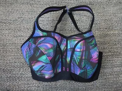 Panache Sport High Impact Sports Bra Under Wire Black/purple Uk 36 F • £9.99