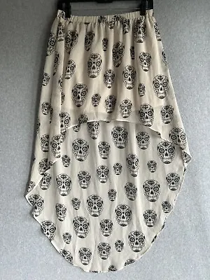 H&M Women’s High Low Skirt Size 8 Sugar Skull Cream • $4.40