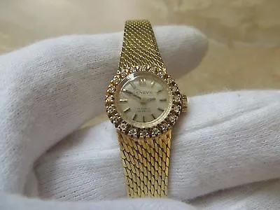 Vintage Geneva 14k Solid Gold Diamond Watch.  17 Rubis.  Extra Small.  24g.   • $2250