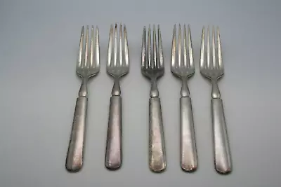 Antique Meriden B Co 1847 Rogers Bros. Silverplate 7-1/2  Luncheon Fork Set Of 5 • $9.21