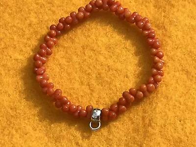 Thomas Sabo Stretchy Orange/Red Bead And Silver Charm Carrier Bracelet • £18.50