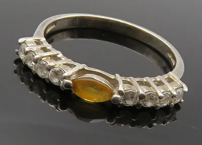 KOREA 925 Sterling Silver - Vintage Citrine & Topaz Band Ring Sz 7 - RG12992 • $34.95