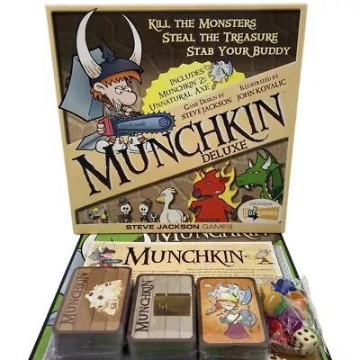 Munchkin Deluxe W/Unnatural Axe Steve Jackson Games 100% Complete ~FREE SHIPPING • $31.50