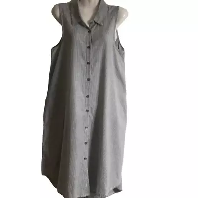 Mlle Gabrielle Cotton Blend A Line Button Front Pockets Sleeveless Shirt Dress M • $25