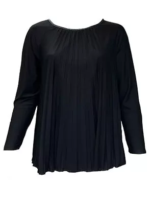 Marina Rinaldi Women's Black Valvola Jersey Top NWT • $73.75