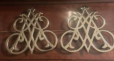 Virginia Metalcrafters PAIR Brass Trivets ((RARE)) ANDREW JACKSON CYPHER 1954 • $55