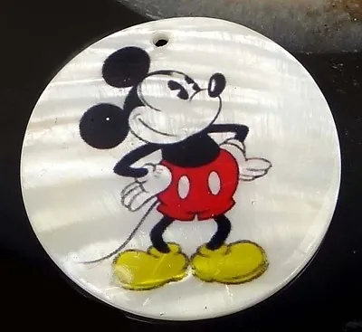 40mm Disney Mickey Mouse Mother Of Pearl Disc Pendant Bead • $3.99