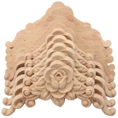 $10.62 • Buy 10PCS Wood Carved Decal Corner Applique Decorate Wooden Figurines Cabinet Decoh