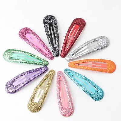 20pcs Glitter Color Enamel Metal Snap Barrettes Hair Clips BB Hairpins 2  Girls • $3.25