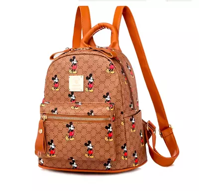 Brown Disney Mickey Mouse Women Casual Shoulder Strap Bag Backpack High Quality • $29.95