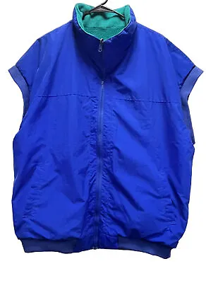 Mens Vintage MUSTO Snugs Reversible Waistcoat Full Zip Vest Blue/GreenSize XL • $37