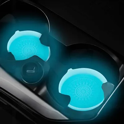 2x Luminous Blue Car Parts Cup Holder Anti-Slip Insert Coaster Pad Accessories • $7.28