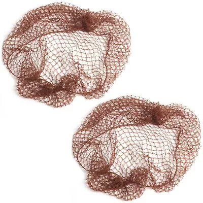 2 X BROWN SLUMBER NETS Brunette Hair Bun Cover Sleep Catering Dance Mesh Snood • £3.24