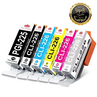 6 Pack PGI-225 CLI-226 ( W/Gray) Ink Cartridge For Canon PIXMA MG6120 MG6220 • $7.89