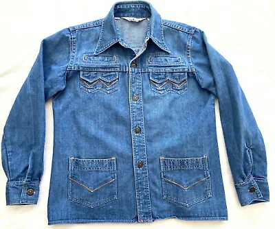 Vtg 70's Castle Sq Square Denim Jean Jacket Women's 11/12 S/M 41  Chest EXCL CND • $33.99