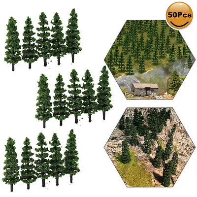 50pcs Model Train Layout 1:150 Trees N Scale Green Trees 50mm TC50 • $8.99