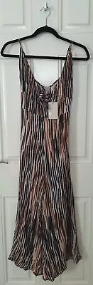 BNWT Stripe Multicoloured Black Wide Leg Strappy Jumpsuit Size S RRP £67.99 • £3.99